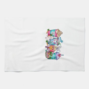 Easter Eggs Coffee Bunny Cups Latte Iced Cream Wom Kitchen Towel