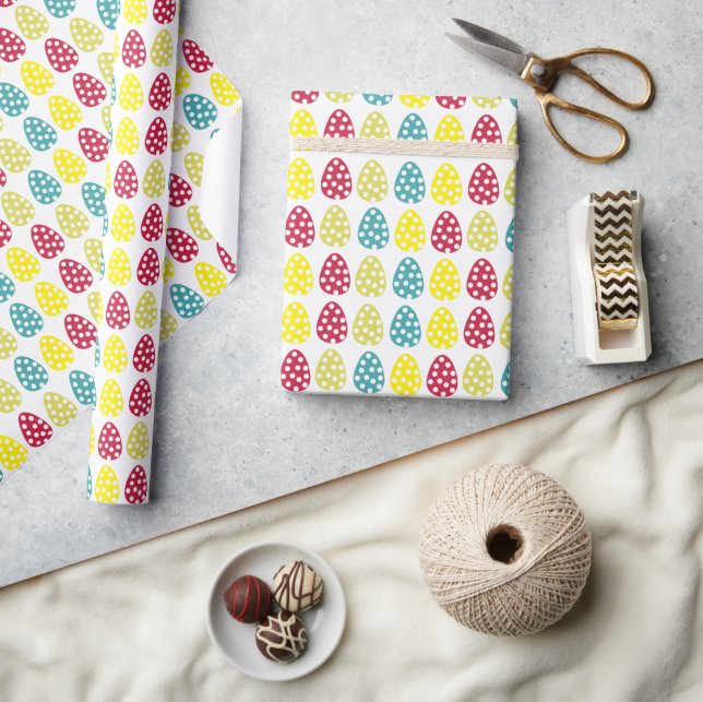 Easter Eggs Colourful Happy Easter Wrapping Paper (Crafts)