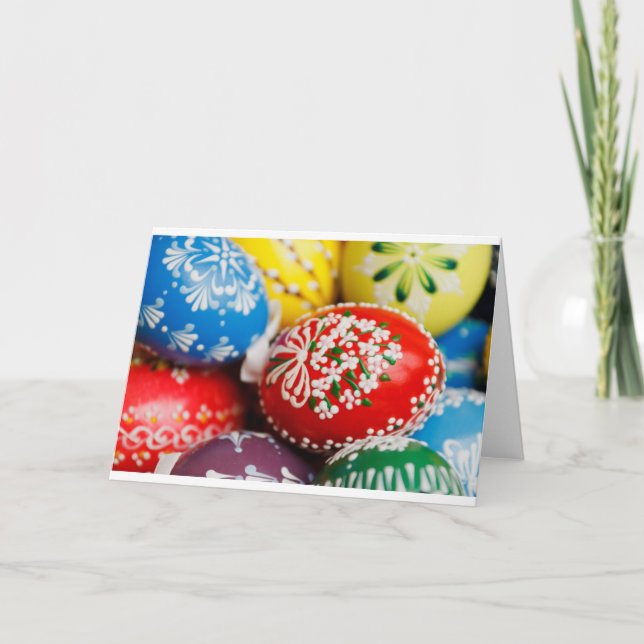 Easter Eggs Colourful Holiday Pattern Spring Art Card (Front)