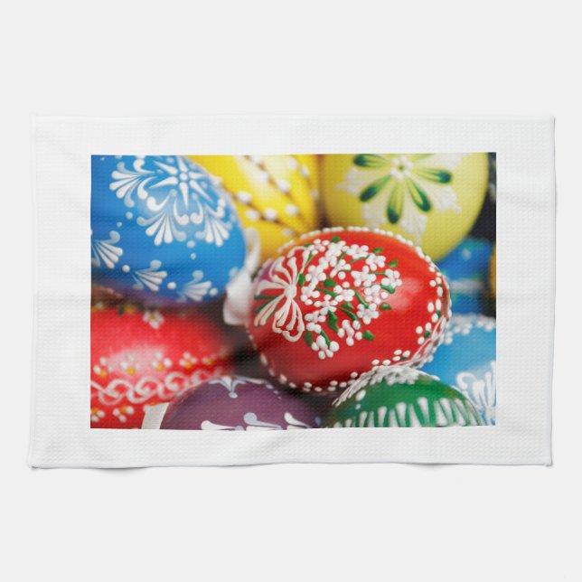 Easter Eggs Colourful Holiday Pattern Spring Art Kitchen Towel (Horizontal)