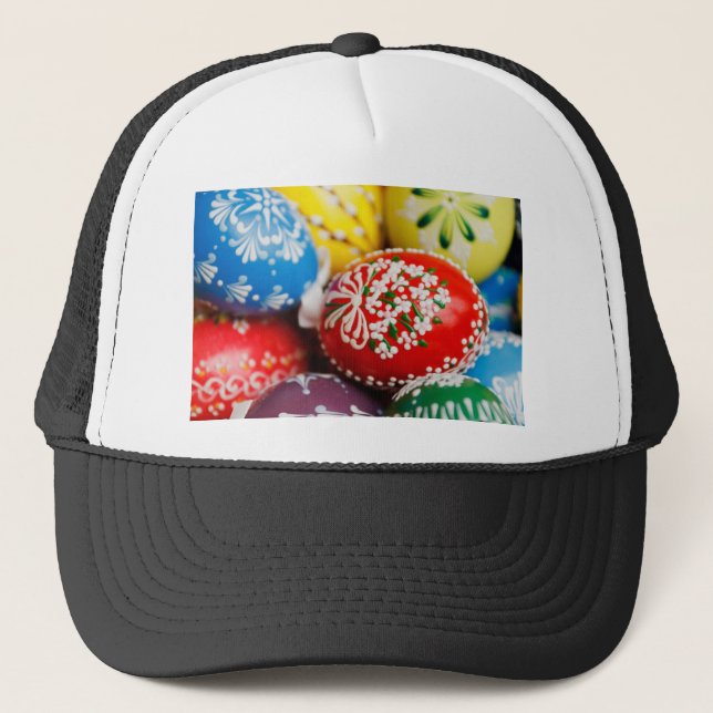 Easter Eggs Colourful Holiday Pattern Spring Art Trucker Hat (Front)
