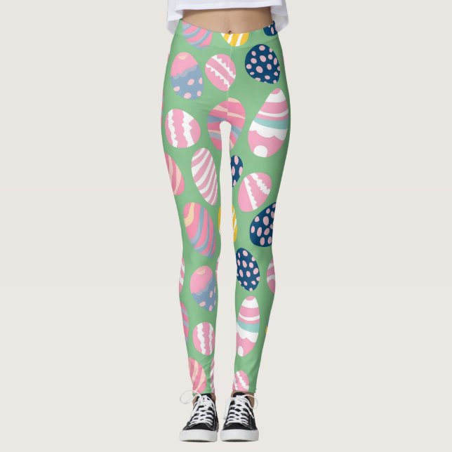 Easter Eggs Colourful Pattern Leggings (Front)