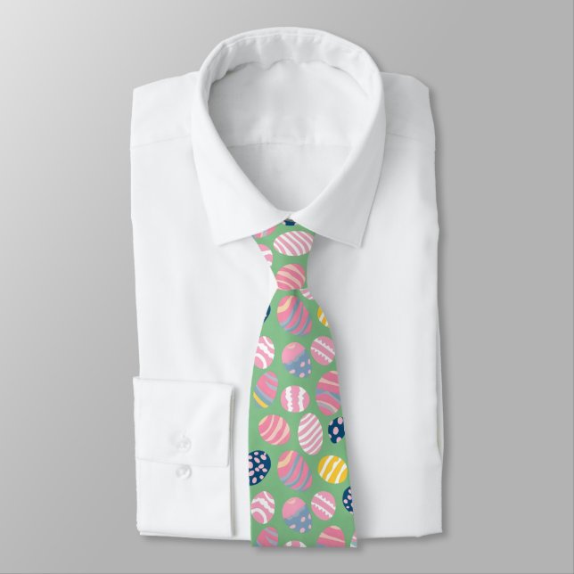 Easter Eggs Colourful Pattern Tie (Tied)