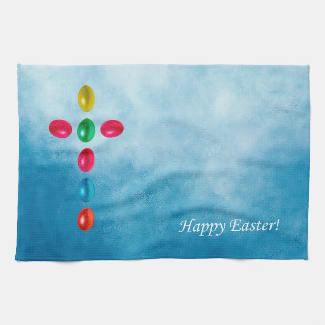 Easter eggs cross kitchen towel (Horizontal)