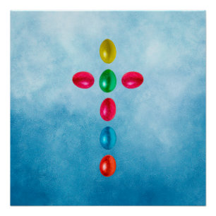 Easter eggs cross poster