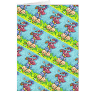 EASTER EGGS, CUTE PINK FLAMINGO, BUNNY Verse CARD