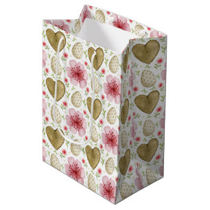 Easter Eggs, Flowers and Hearts Easter  Medium Gif Gift Bag