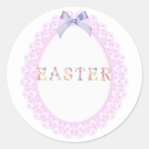 Easter eggs, flowers classic round sticker