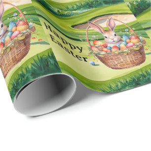 Easter eggs for golfer on green grass  wrapping paper