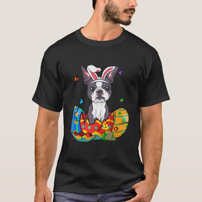 Easter Eggs French Bulldog Bunny Dog Gift Dog Dad  T-Shirt (Front)