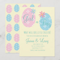 Easter Eggs Gender Reveal He or She  Invitation