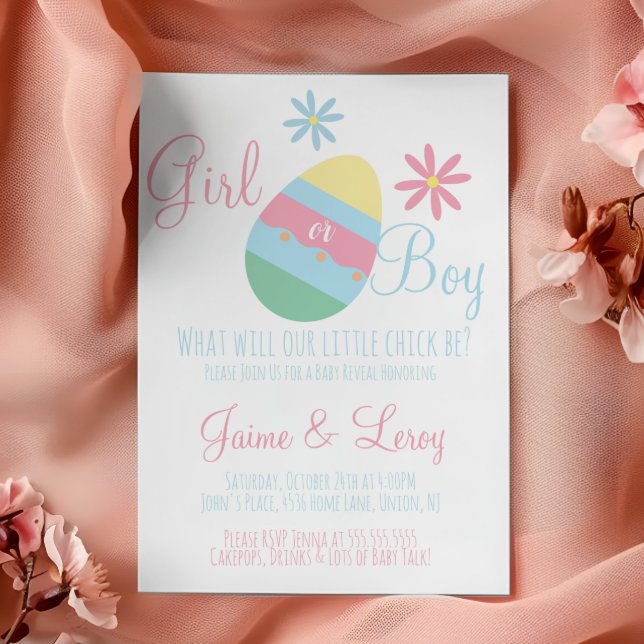 Easter Eggs Gender Reveal Spring Invitation (Creator Uploaded)