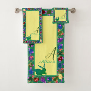 Easter Eggs Green Bath Towel Set