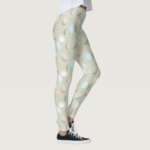 Easter Eggs Green Pastel Pattern Leggings