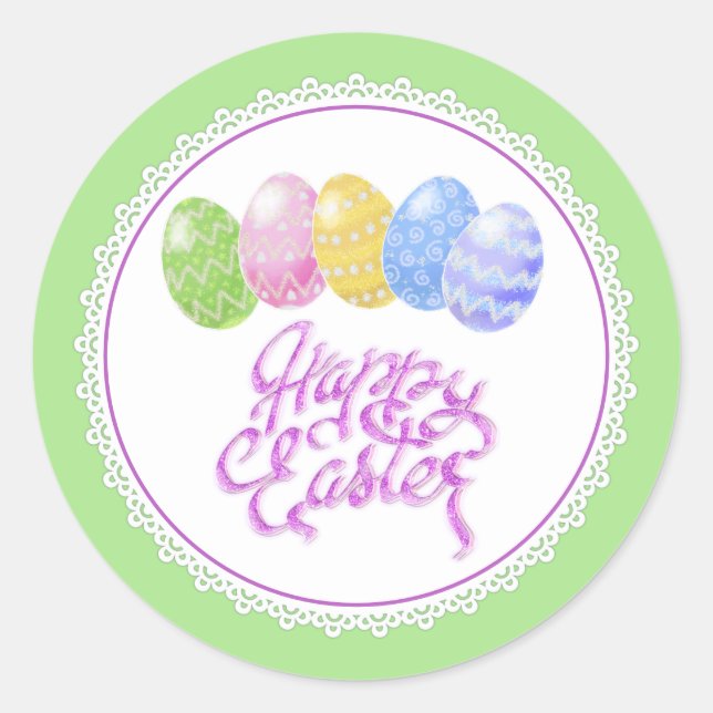 Easter eggs, happy easter day gift Wrap, easter Cl Classic Round Sticker (Front)