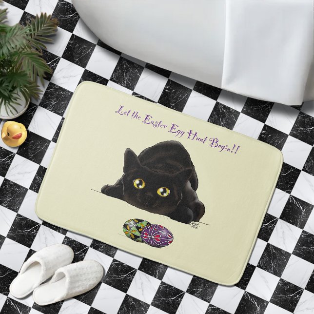 Easter Eggs Hunt Cat Funny Bath Mat (Creator Uploaded)
