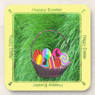 Easter Eggs in a Basket Coaster