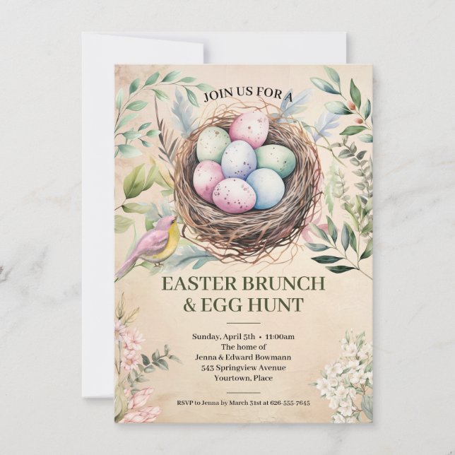 Easter Eggs in Nest Holiday Party Invitation (Front)