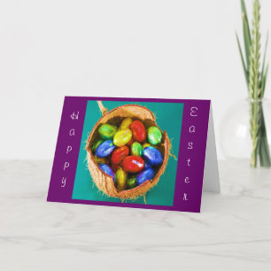 Easter Eggs in Rustic Basket Holiday Card