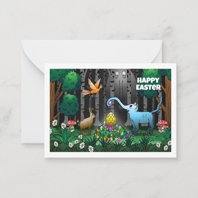 Easter Eggs in The Woods Note Card (Front)