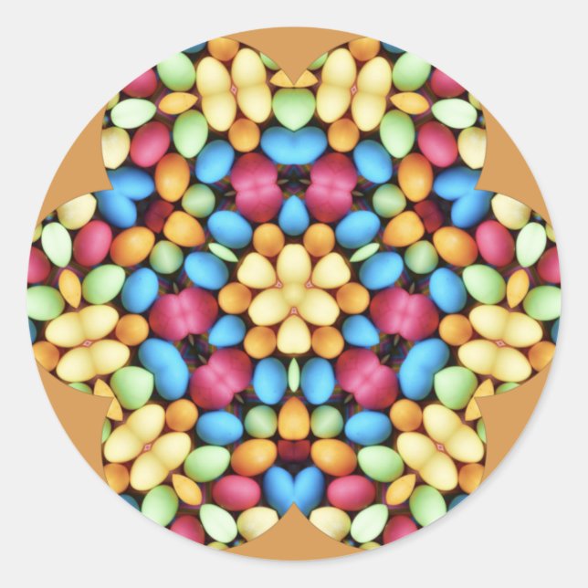 EASTER EGGS MULTICOLORED ~  CLASSIC ROUND STICKER (Front)