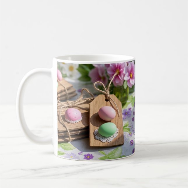 Easter Eggs on garden table  Coffee Mug (Left)
