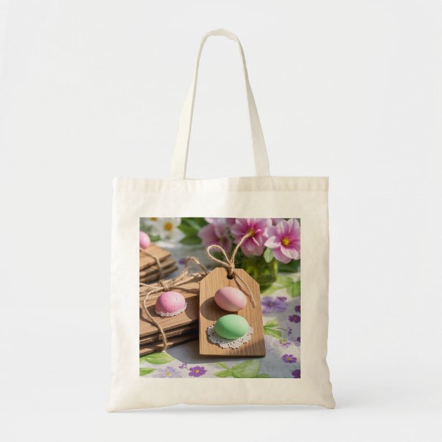 Easter Eggs on garden table  Tote Bag (Front)