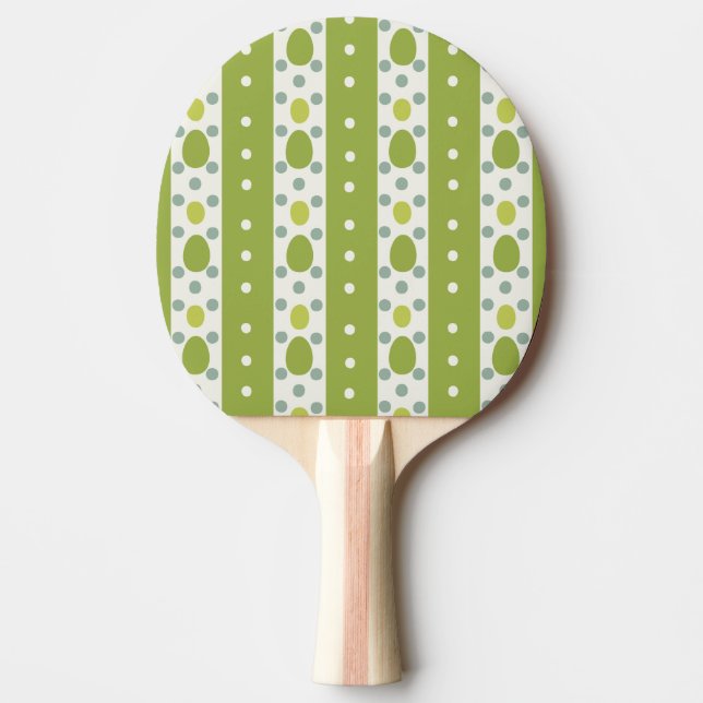 Easter Eggs on Green and White Stripes Ping Pong Paddle (Front)