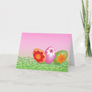 Easter Eggs On Pink Holiday Card