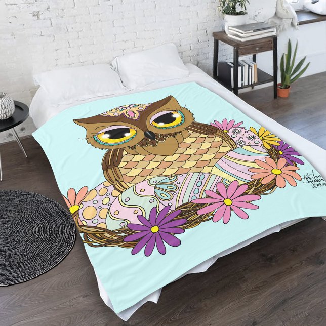 Easter Eggs Owl Nest Fleece Blanket (Creator Uploaded)