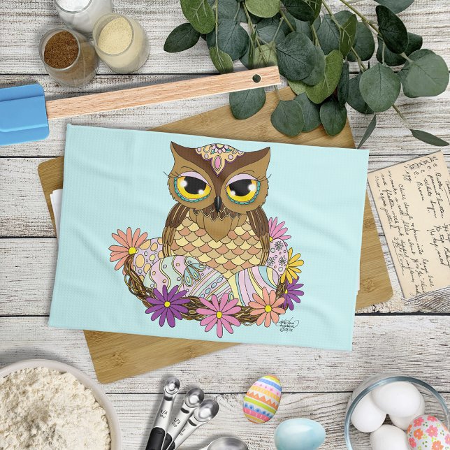 Easter Eggs Owl Nest Kitchen Towel (Creator Uploaded)