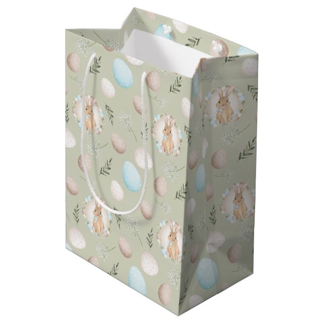 Easter Eggs Pattern Spring Bunny Medium Gift Bag (Back Angled)