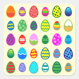 Easter Eggs Pattern Square Sticker