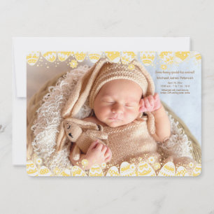 Easter Eggs Photo Frame Birth Announceement Invitation