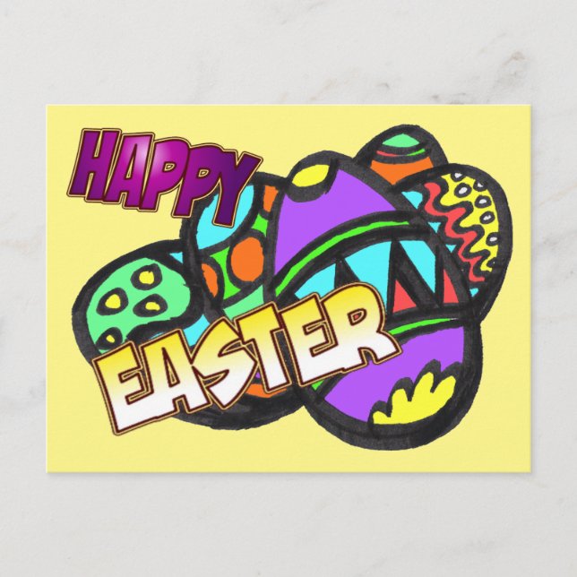Easter Eggs Postcard Customizable (Front)