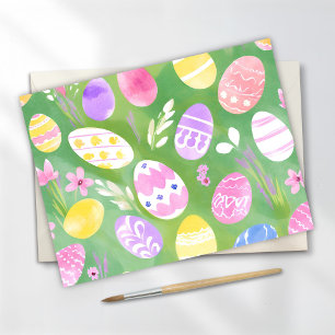 Easter Eggs   Pretty Pastel Watercolor Egg Hunt Holiday Postcard