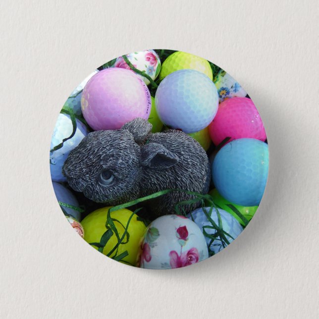 Easter Eggs, Rabbit Golf Balls 2 Inch Round Button (Front)