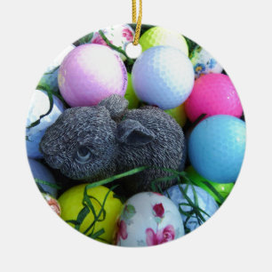 Easter Eggs, Rabbit Golf Balls Ceramic Ornament