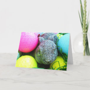 Easter Eggs, Rabbit , Golf Balls Holiday Card