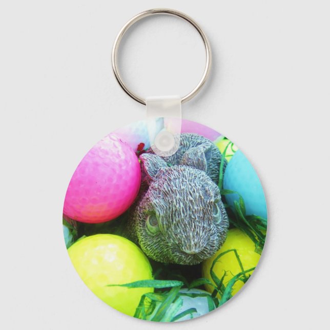 Easter Eggs, Rabbit , Golf Balls Keychain (Front)