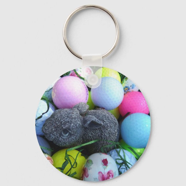 Easter Eggs, Rabbit Golf Balls Keychain (Front)