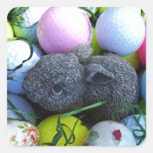 Easter Eggs, Rabbit Golf Balls Square Sticker