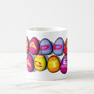 EASTER EGGS SPELLING HAPPY EASTER COFFEE MUG