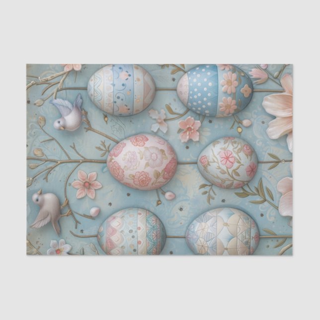 Easter Eggs Spring Blossoms with birds Tissue Paper (Front)
