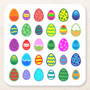 Easter Eggs Square Paper Coaster