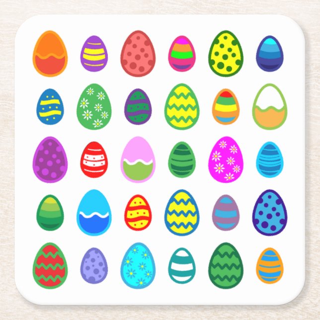 Easter Eggs Square Paper Coaster (Front)