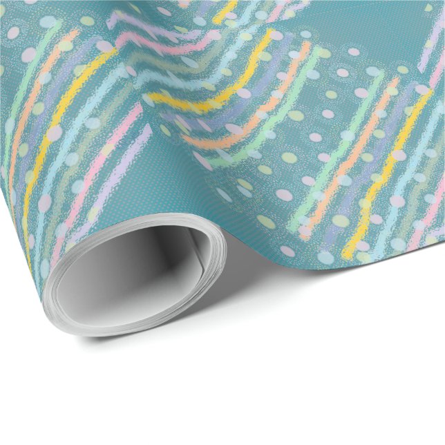 Easter Eggs (teal background) Wrapping Paper (Roll Corner)