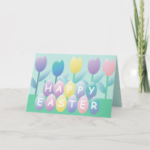 Easter Eggs Tulips Happy Easter Greeting Card