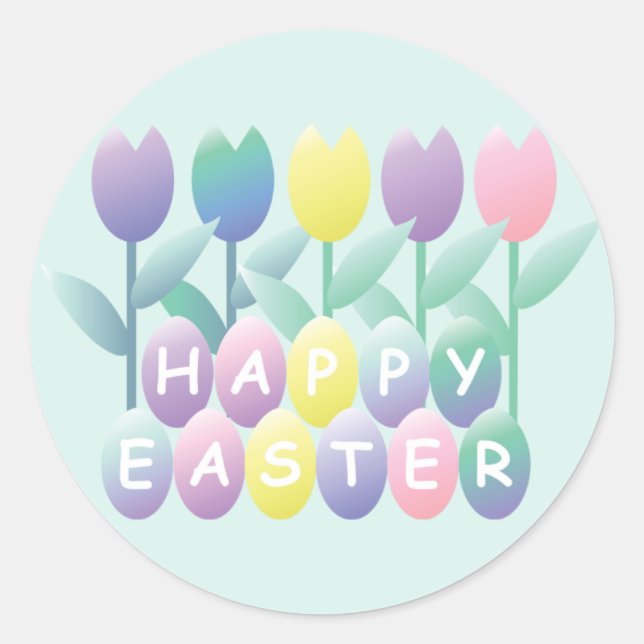 Easter Eggs Tulips Small Sticker (Front)