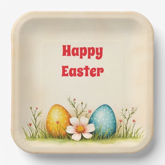 Easter Eggs Vintage Popular Collection Paper Plate (Front)